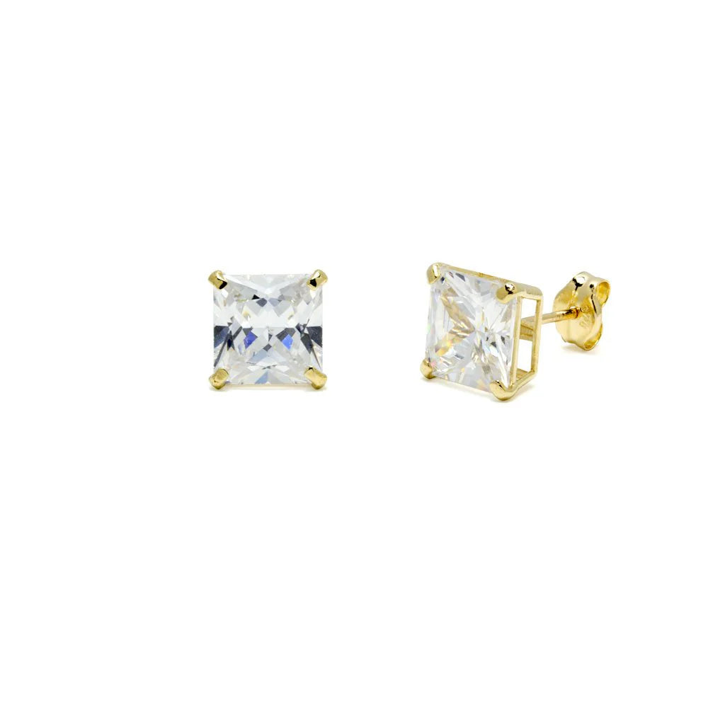 Pendientes Cuadrados de Oro 18K con Circonitas
