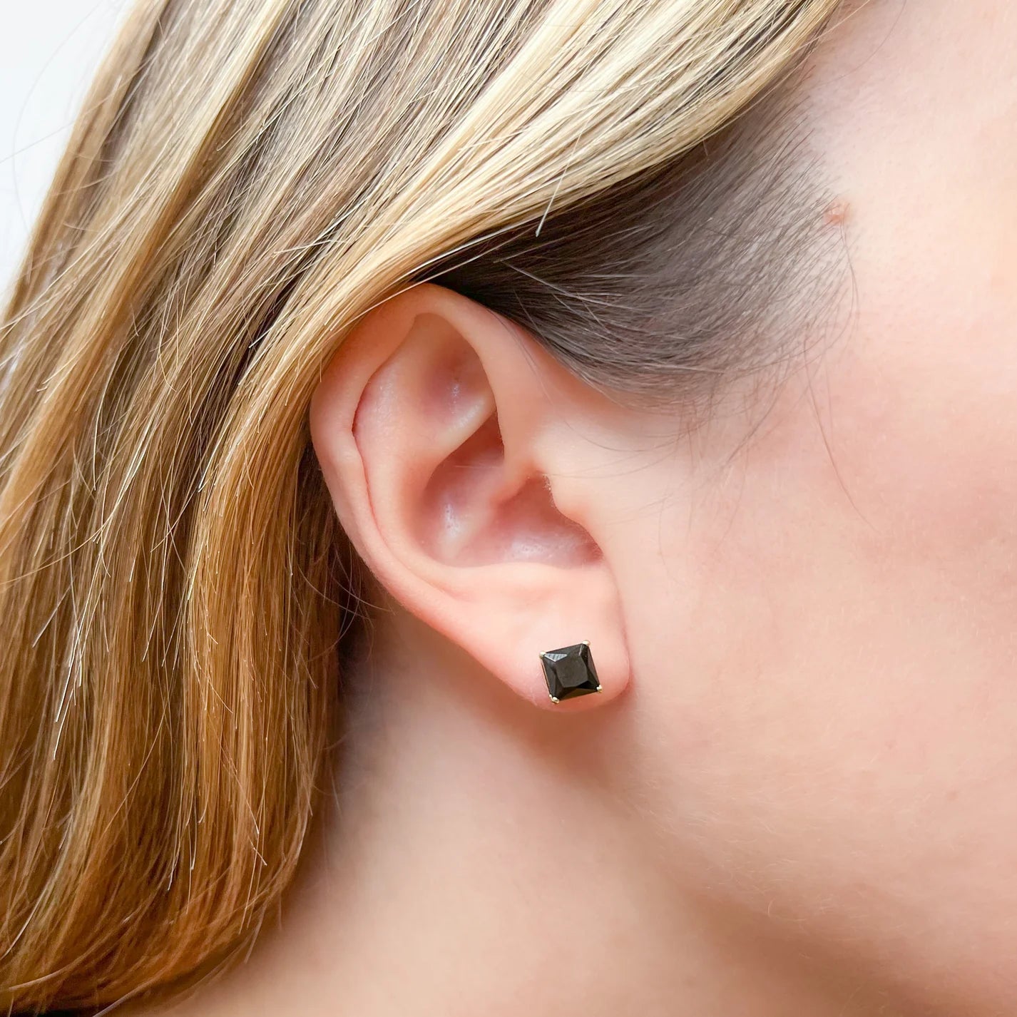 Pendientes de Oro 9K para Mujer con Circonita Negra