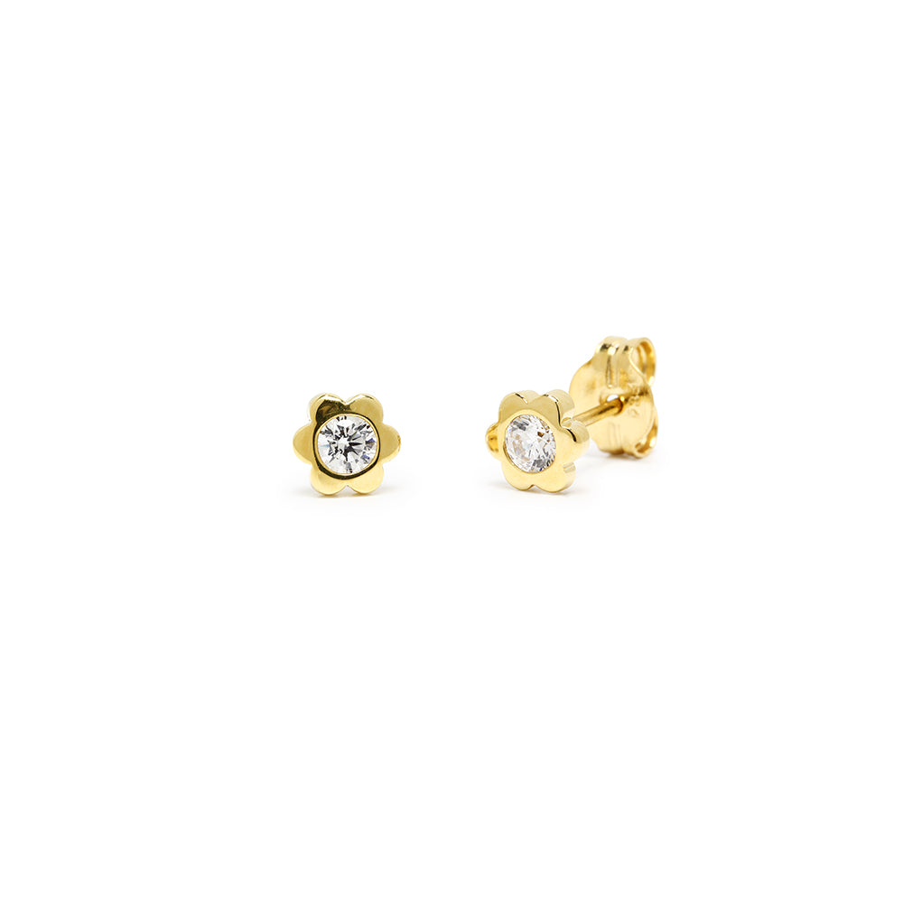 Pendientes Flor de Plata 925 con Circonitas
