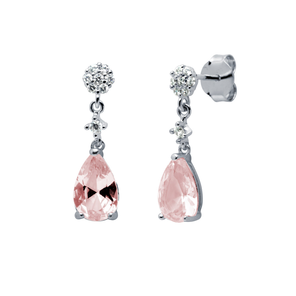 Pendientes cortos rosa plata