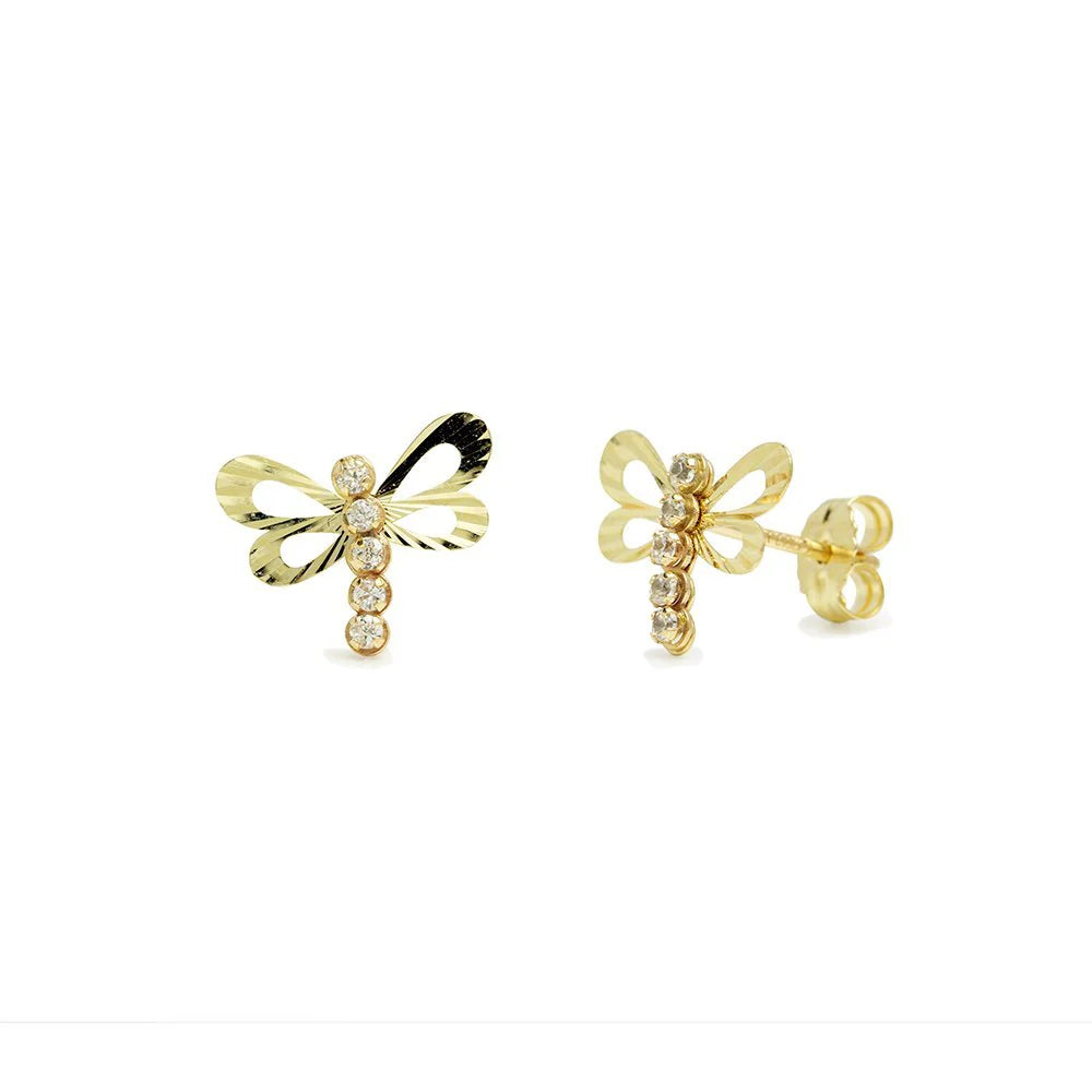 Pendientes Libélula de Oro 18K con Circonitas