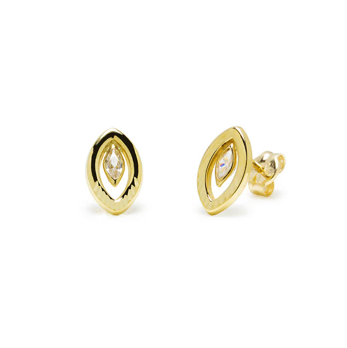Pendientes Lágrima de Oro 9K con Circonita Blanca