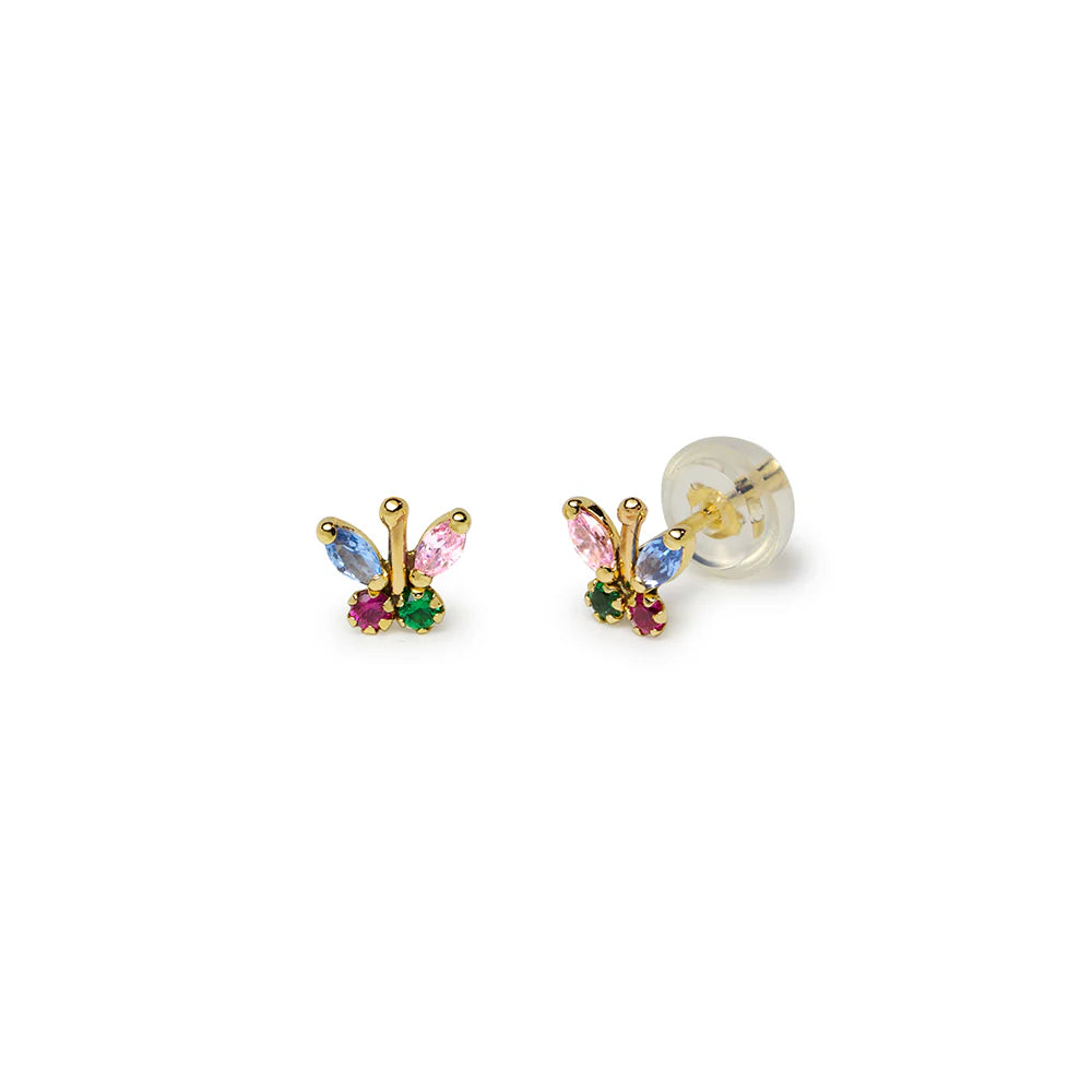 Pendientes Mariposa de Oro 9K con Circonita