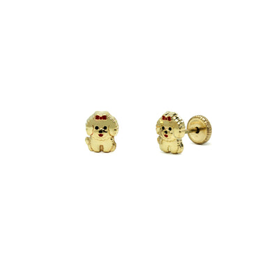 Aretes Perrito de Oro 9K para Niña