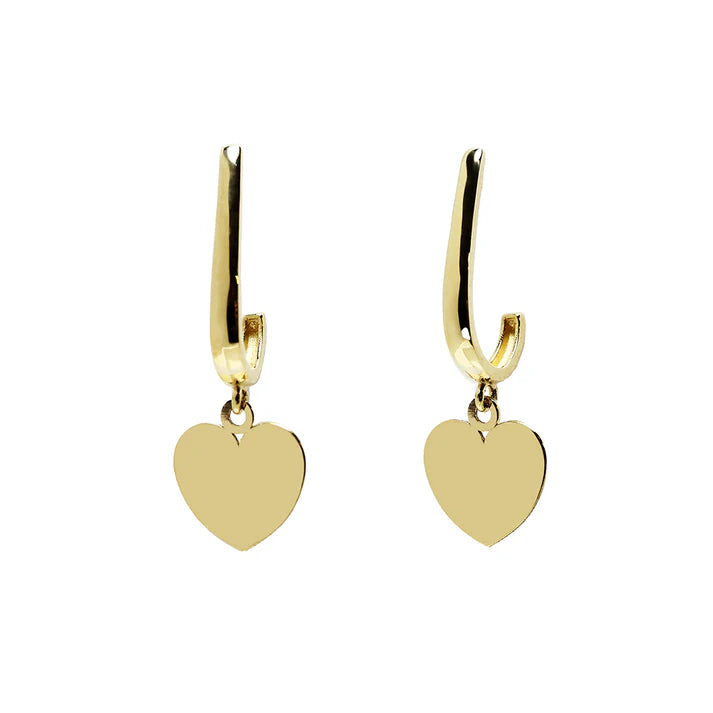 Pendientes Largos con Corazones Lisos de Oro 9K