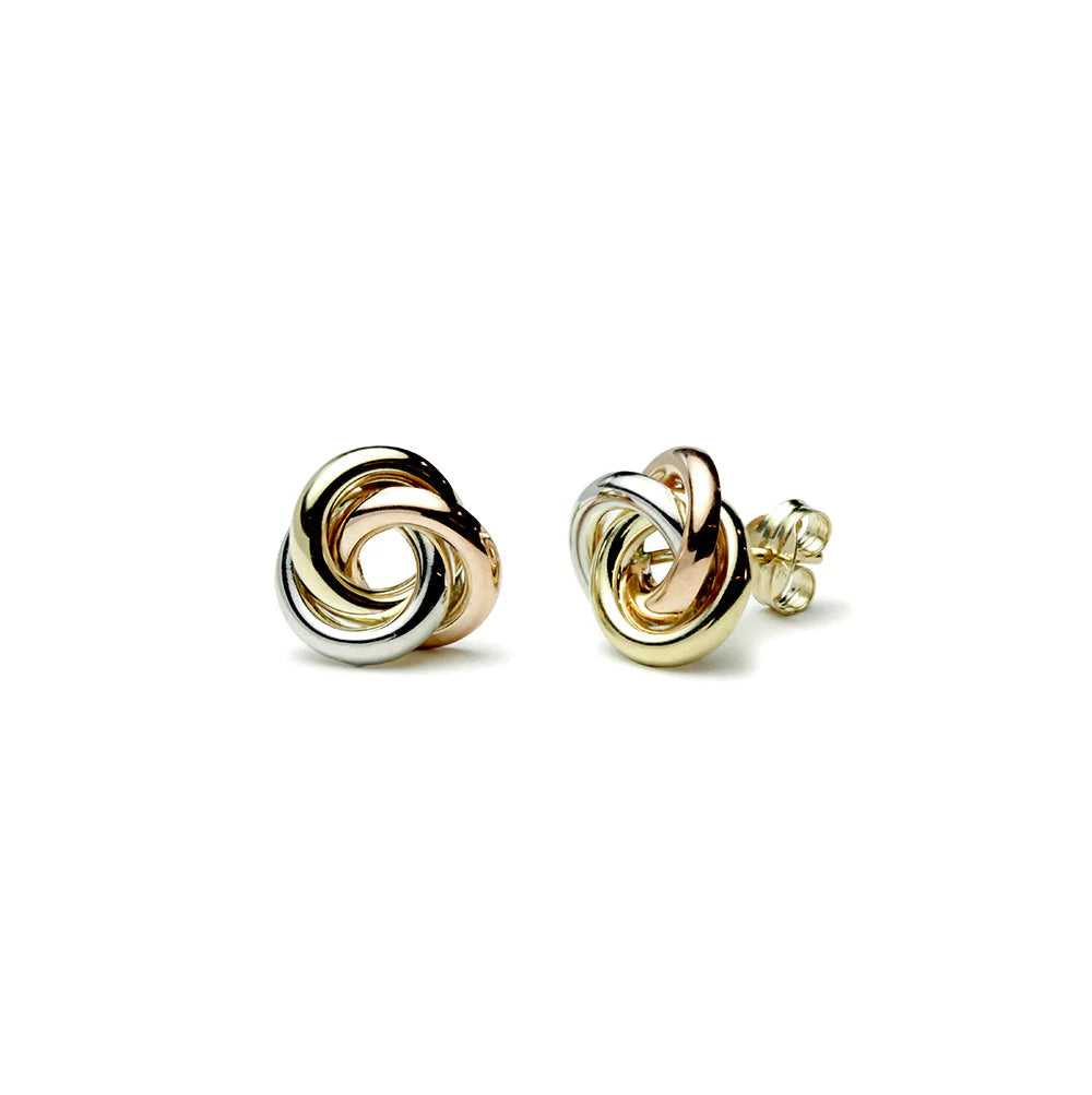 Pendientes Nudo Tricolor de Oro 18K y Oro 9K