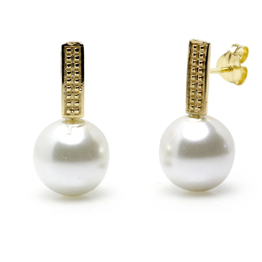 Pendientes Largos de Perla de Oro 18K