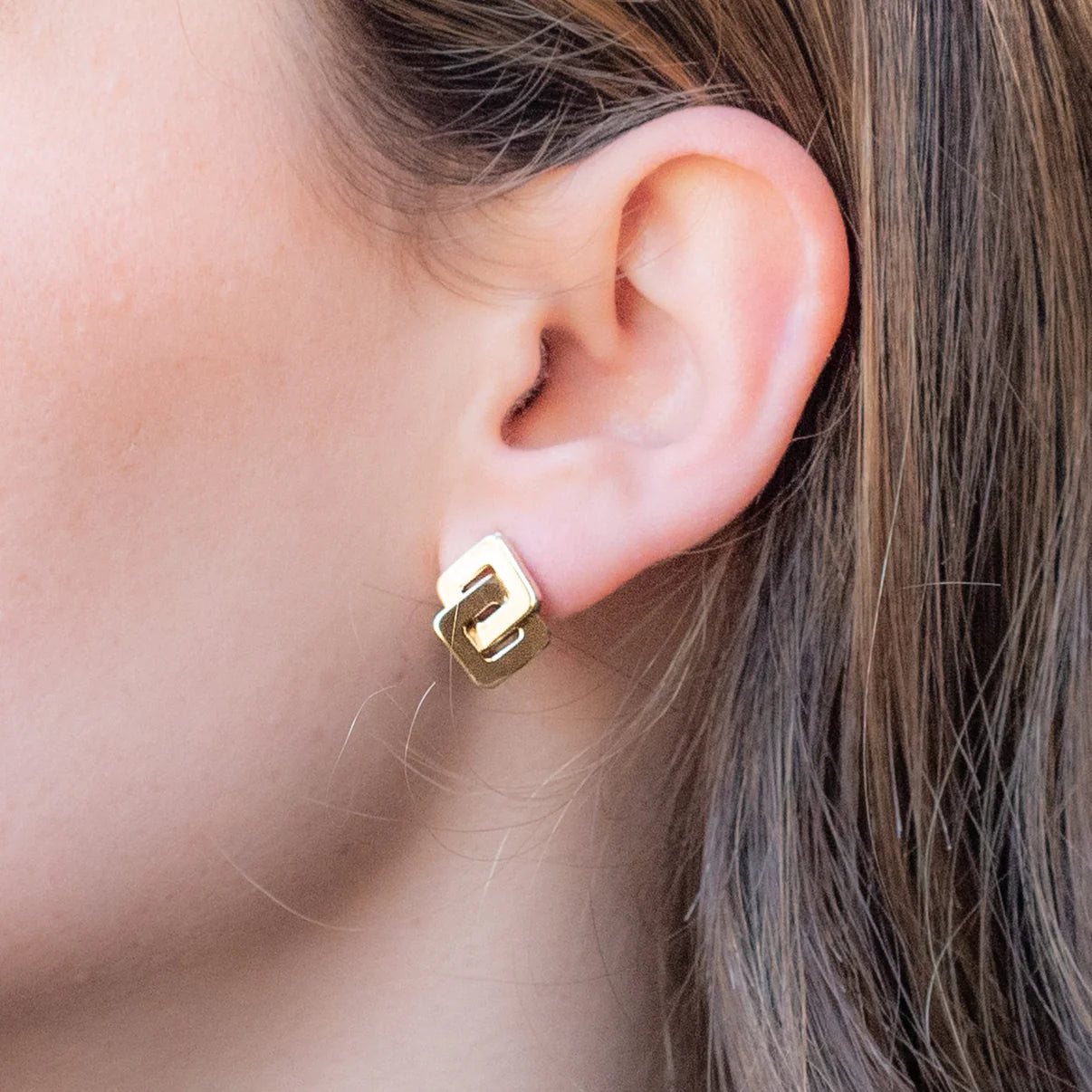 Pendientes Rombos Entrelazados de Oro 18K