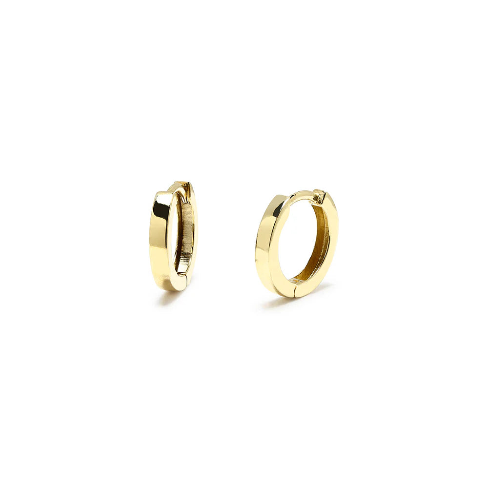 Pendientes Aro Liso con Brillo de Oro 9K