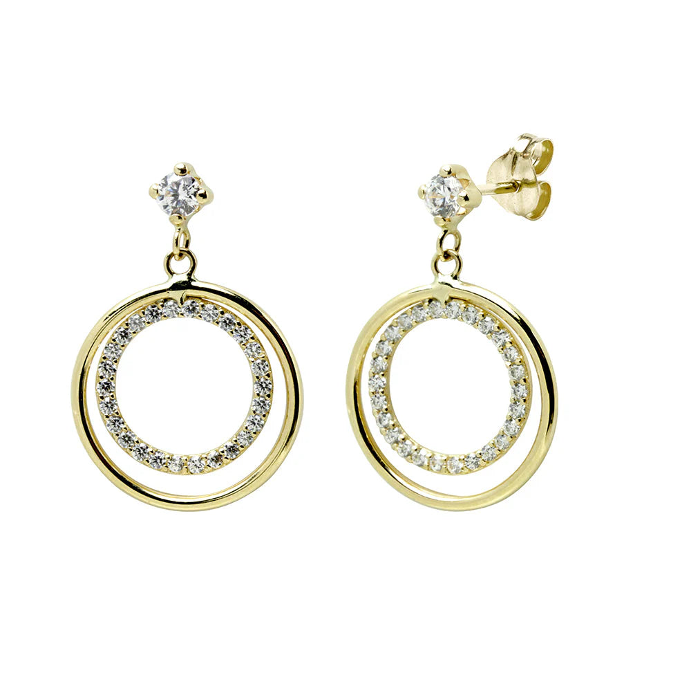 Pendientes Largos Nova de Oro con Circonitas