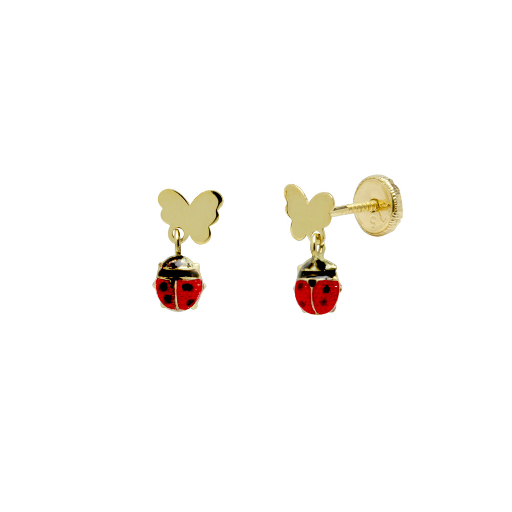 Pendientes Niña Mariquitas Oro 9k