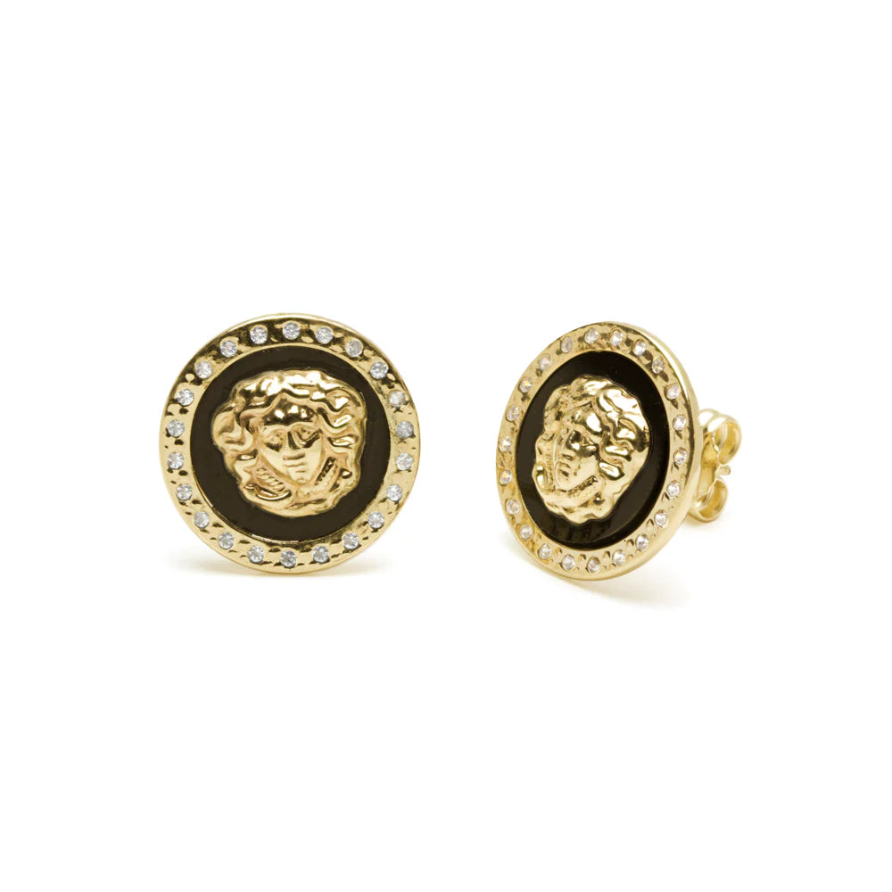 Pendientes Medusa de Oro con Ónix Negro