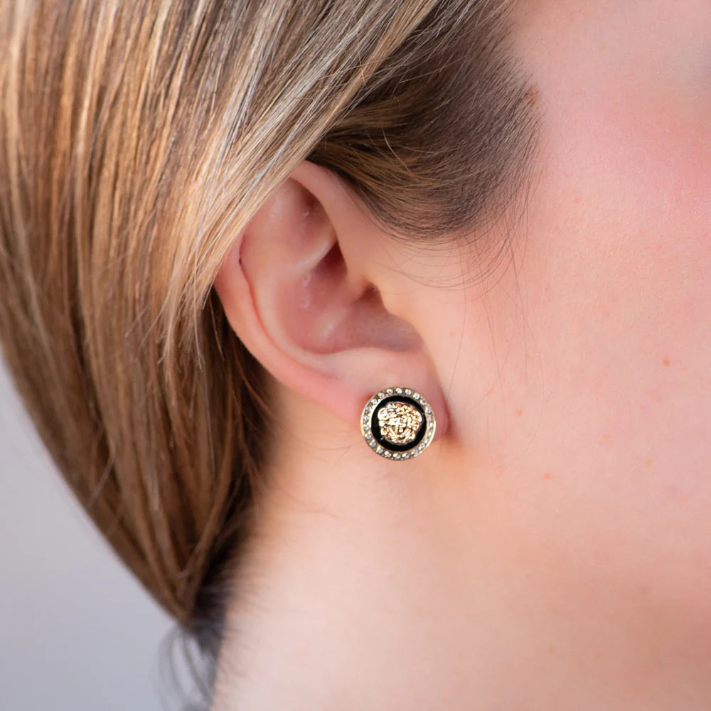 Pendientes Medusa de Oro con Ónix Negro