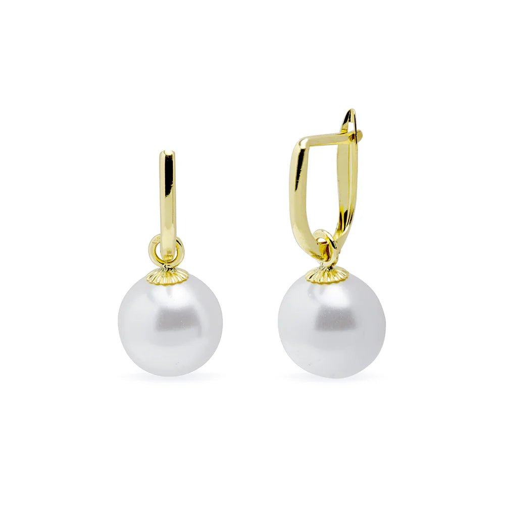 Pendientes Largos con Perla de Oro 9K