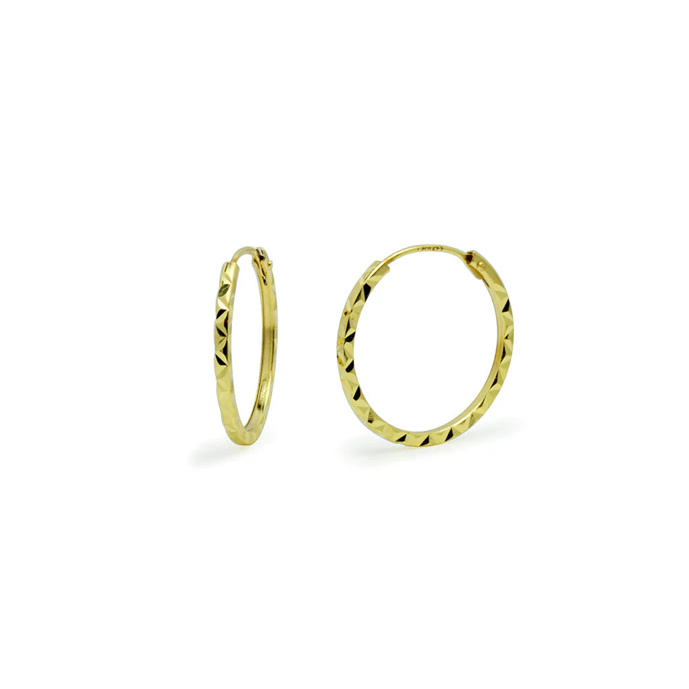 Pendientes Aro Cuadrado Tallado de Oro 18K