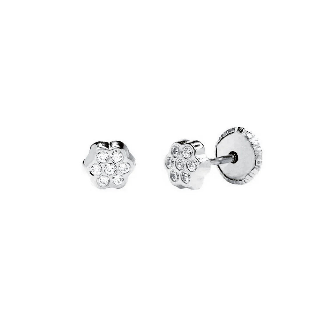 Pendientes Bebés Flor Circonitas Oro 9k