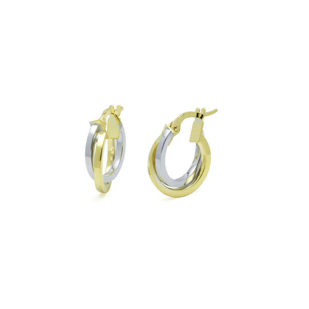 Aretes Aro Doble Cuadrada de Oro 9K