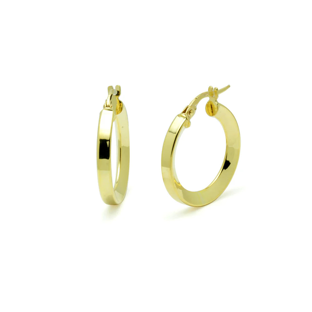 Pendientes Aro Lisa Facetada 15x3mm Oro