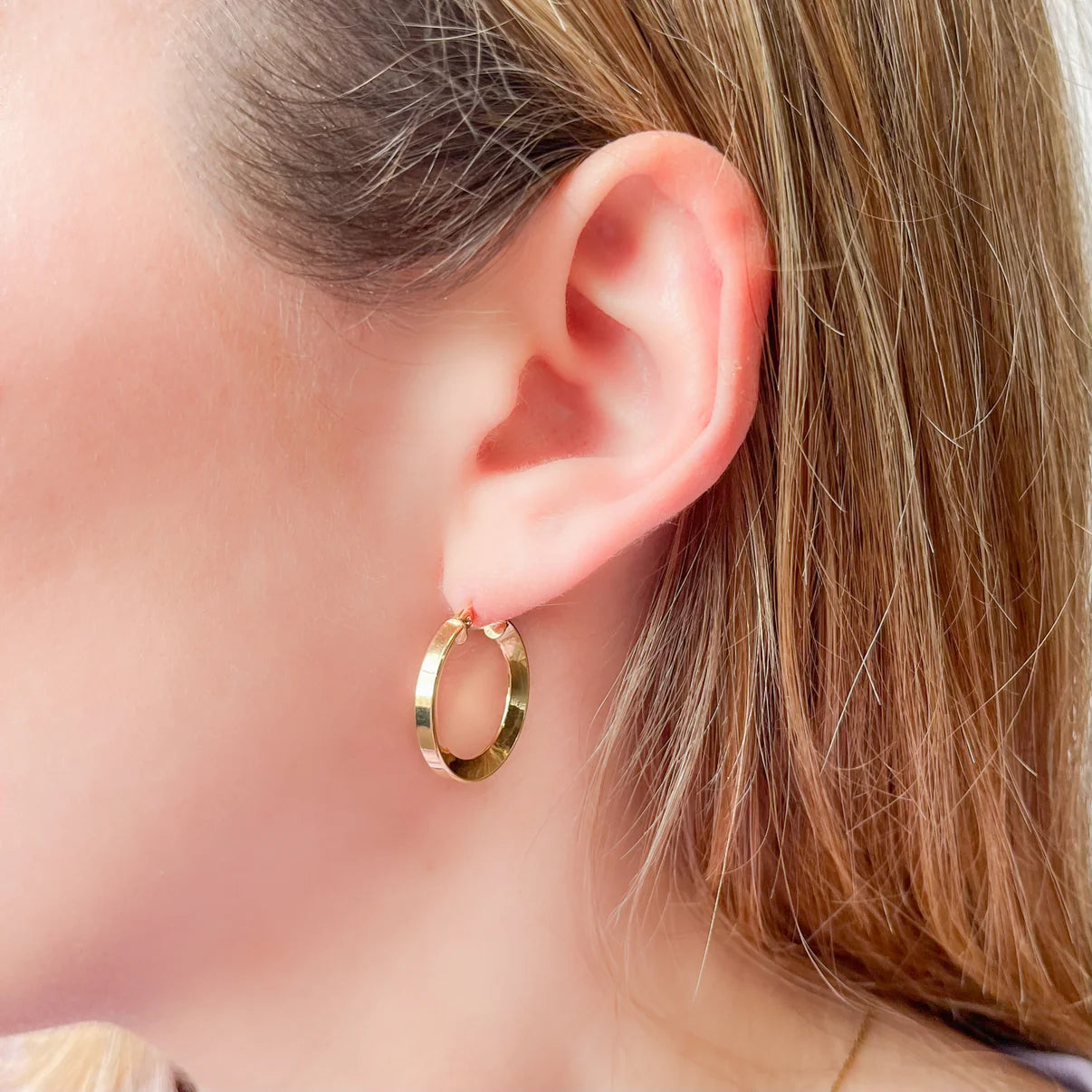 Pendientes Aro Lisa Facetada 15x3mm Oro