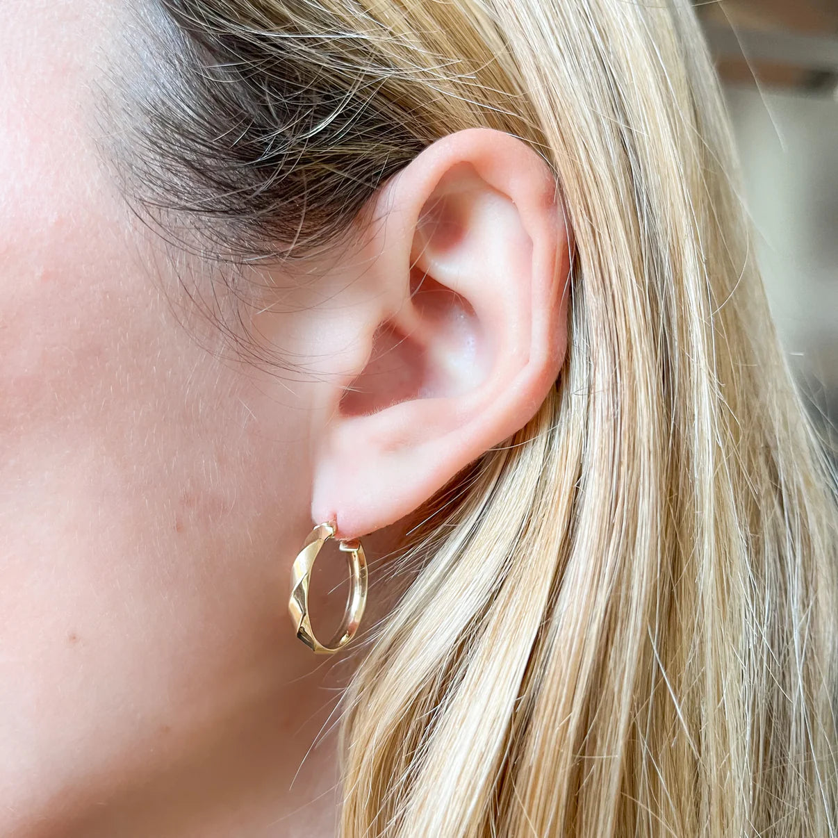 Pendientes Aros Diamantados de Oro 18K