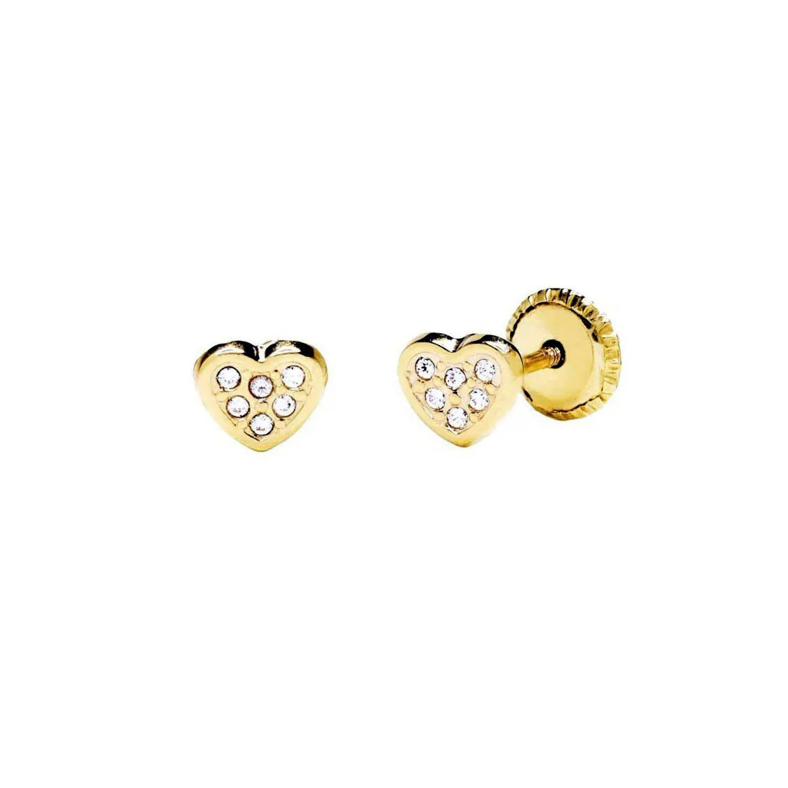 Pendientes Bebés Corazón Circonitas Oro 9k