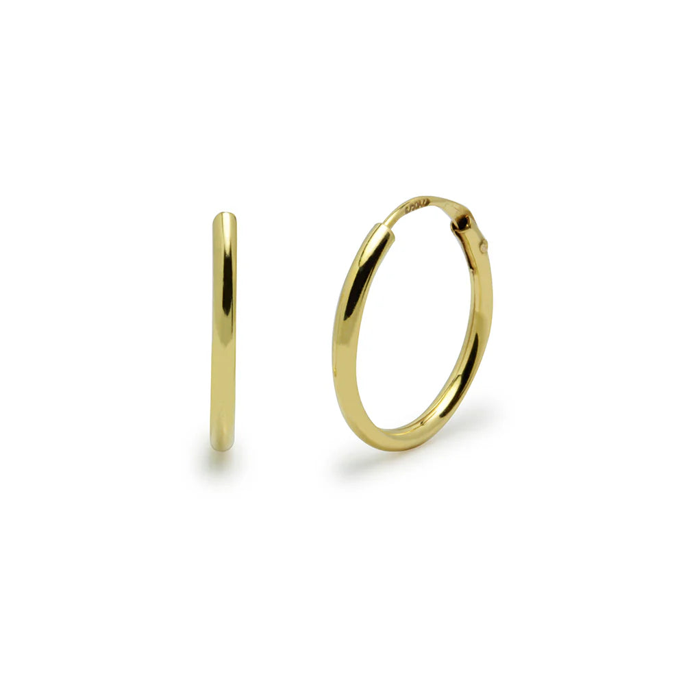 Pendientes Aro Tubo Redondo 12x1,2mm Oro