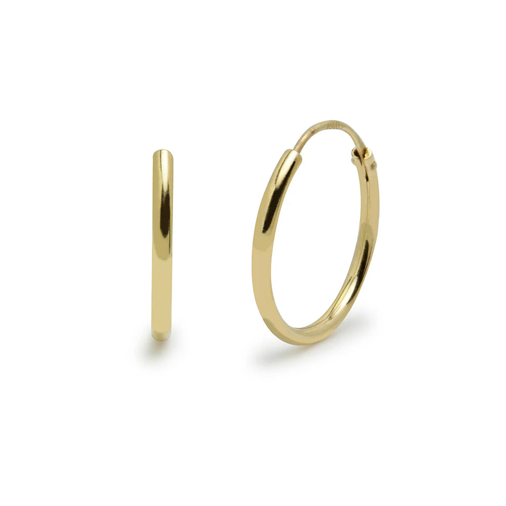 Pendientes Aro Tubo Redondo de Oro 9K