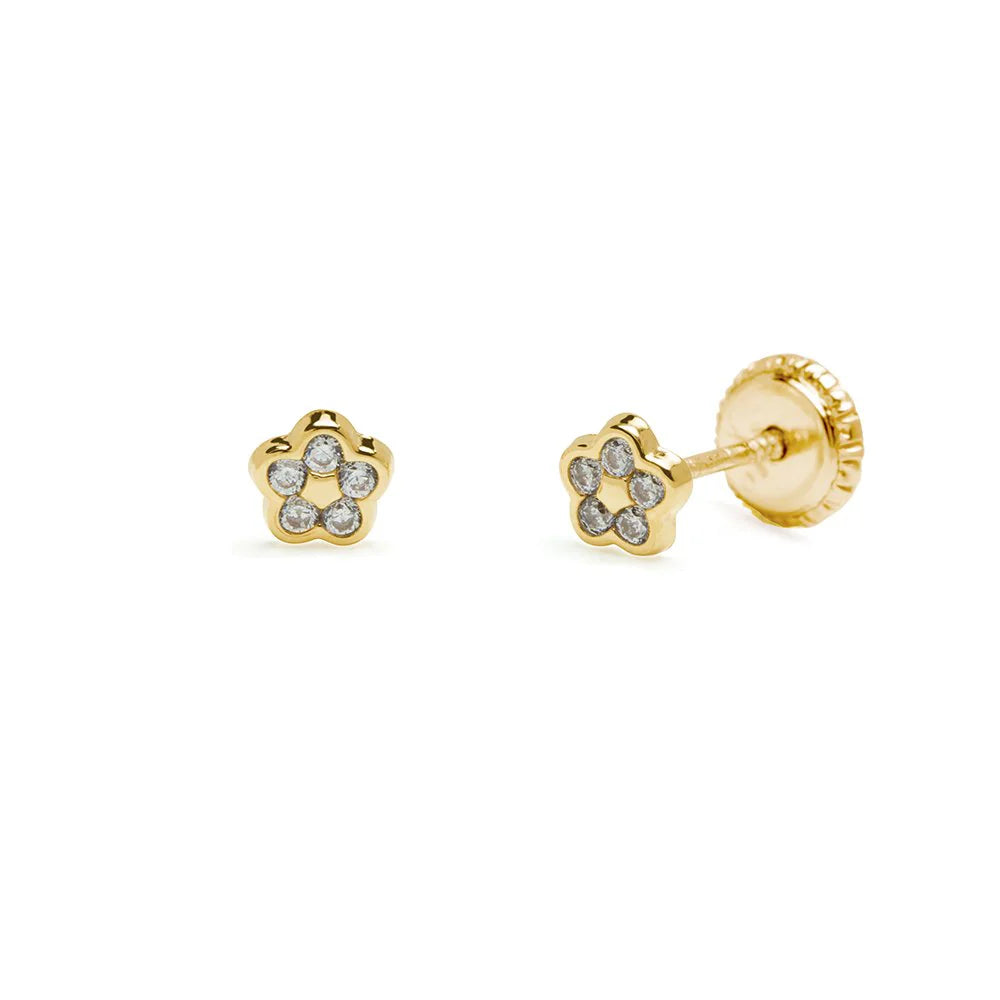 Pendientes Bebés Flor Oro 9k