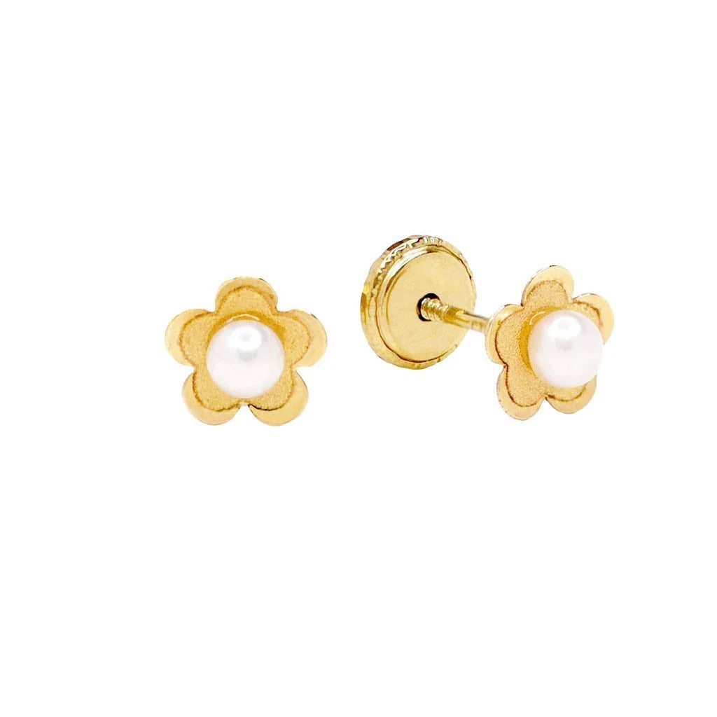 Pendientes Bebés Flor con Perla