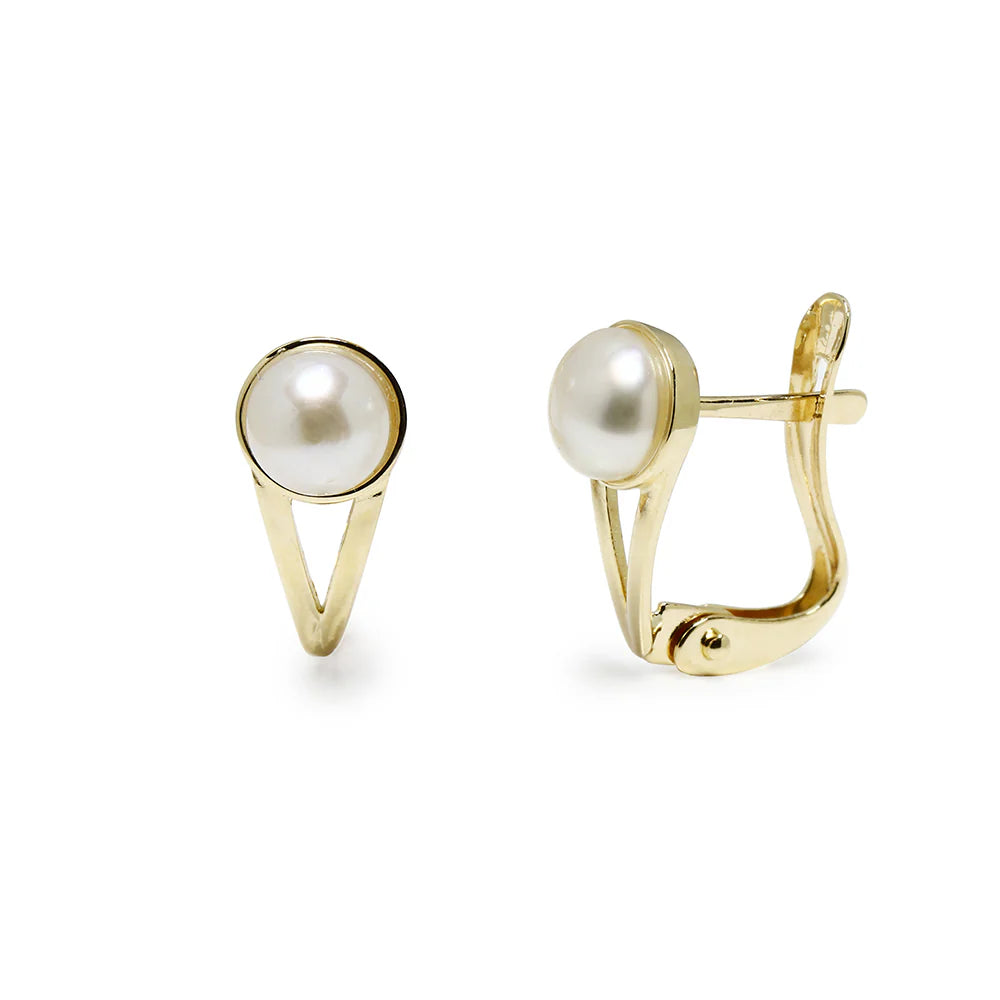 Pendientes Bandas Perla de Oro 9K