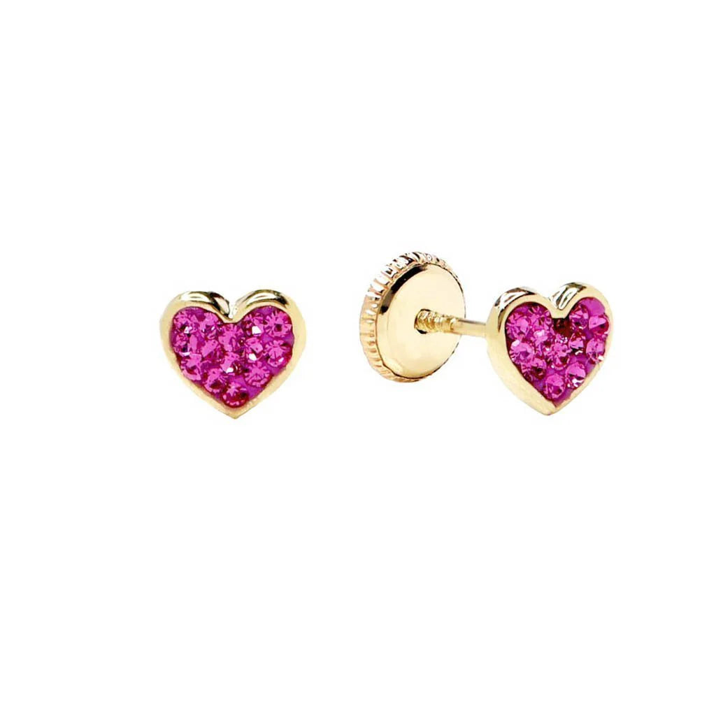 Pendientes Bebés Corazón Circonitas Rosas