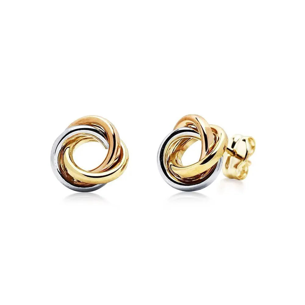 Pendientes Nudo de Oro 18K Tricolor
