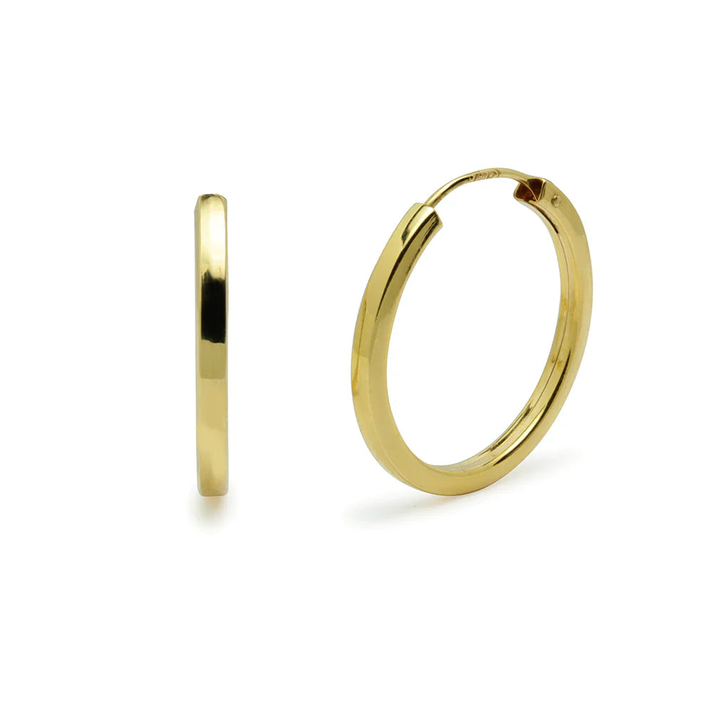 Pendientes Aro Cuadrado Liso de Oro 18K