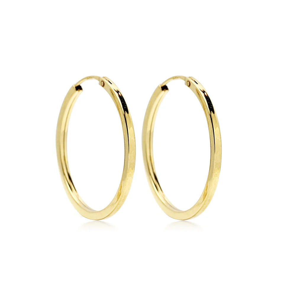 Pendientes Aro Cuadrado Liso de Oro 9K