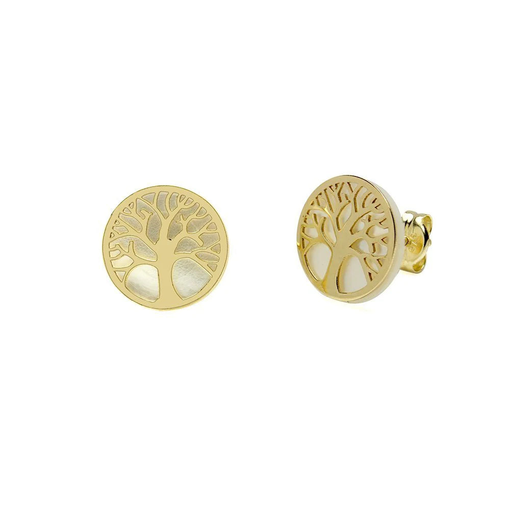 Pendientes Árbol de la Vida de Oro 18K con Nácar