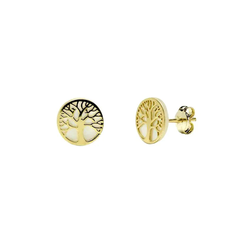 Pendientes Árbol de la Vida de Oro con Nácar