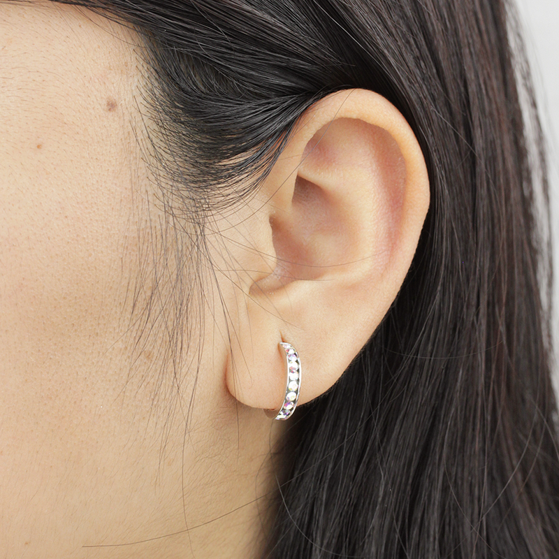 Pendientes aros circonita 15mm Plata