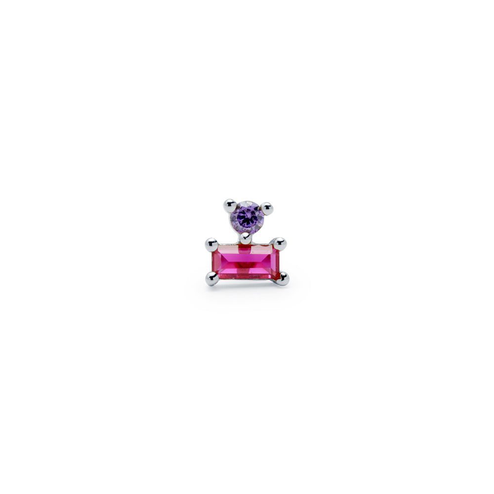 Piercing Baguette Tonos rosas Plata