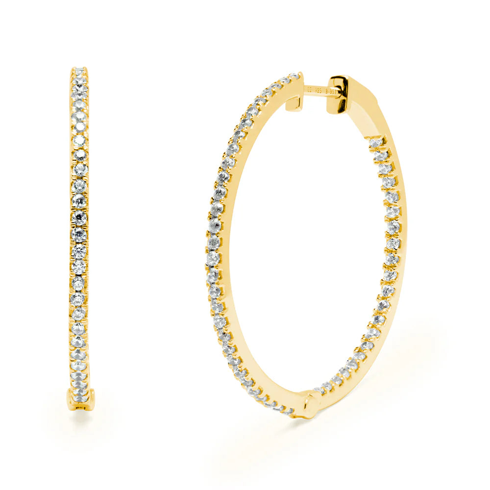 Pendientes Aro Dobles con 102 Diamantes 0,95 Quilates Oro