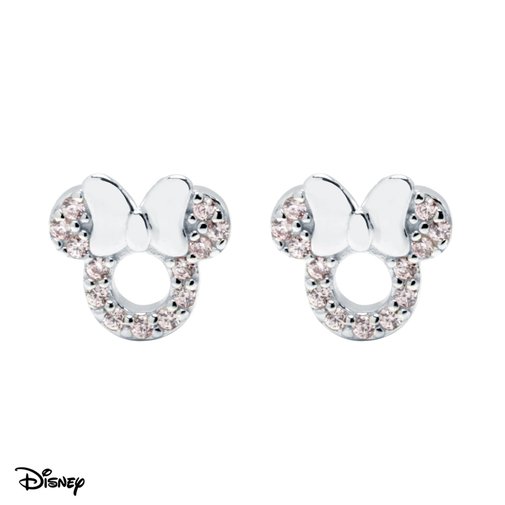 Pendiente Minnie Circonitas Rosas Disney Plata