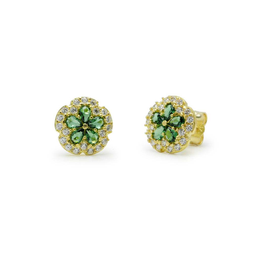 Pendientes Flor Emerald Oro