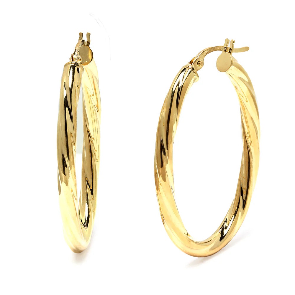 Pendientes Aro Ovalados Rizados de Oro 9K