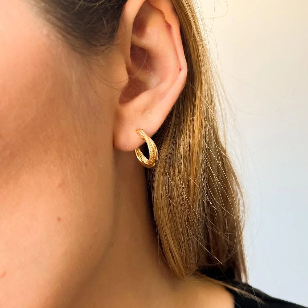 Pendientes Aro Doble Tubo de Oro 18K Personalizados
