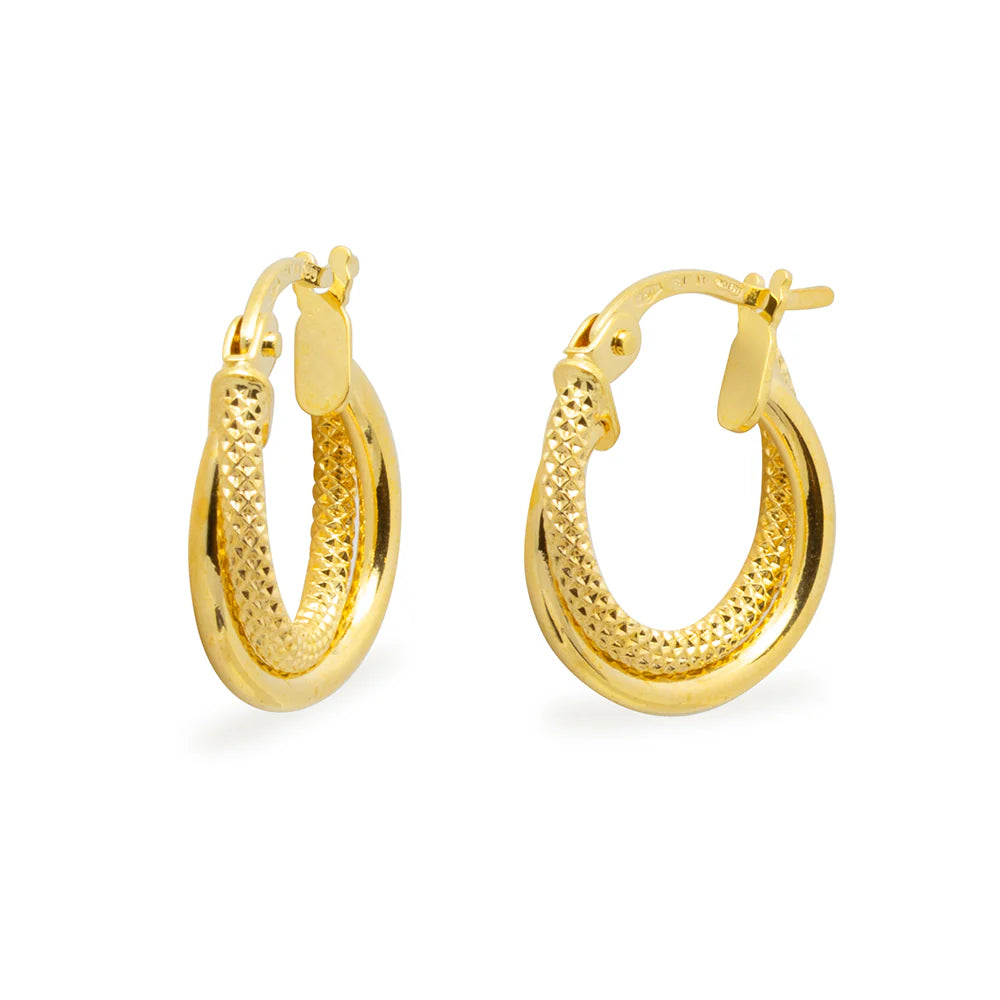 Pendientes Aro Doble Tubo de Oro 18K Personalizados