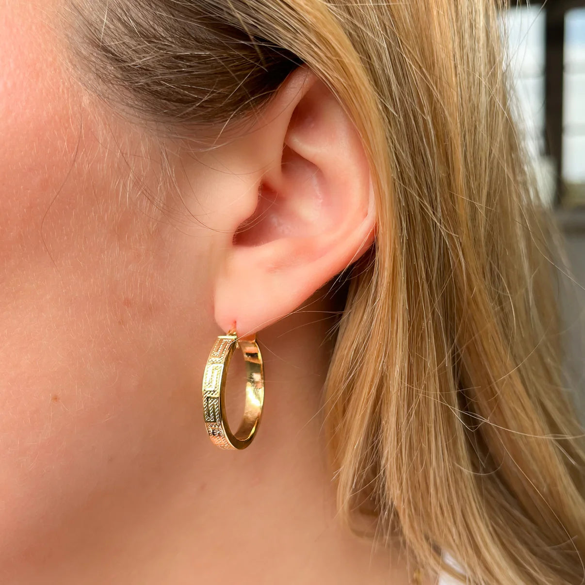 Anillo Cuadrados Greca de Oro 9K para Mujer