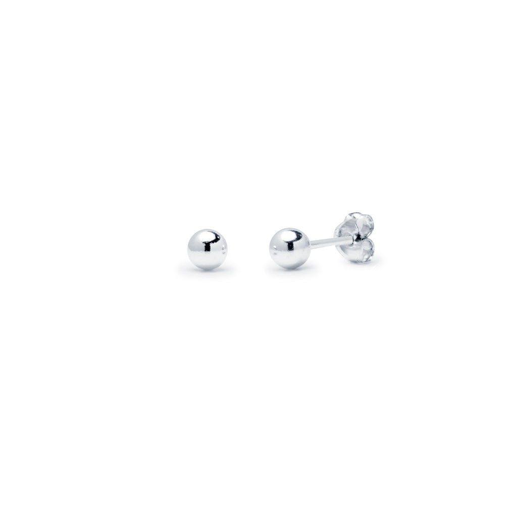 Pendientes bola 4mm plata