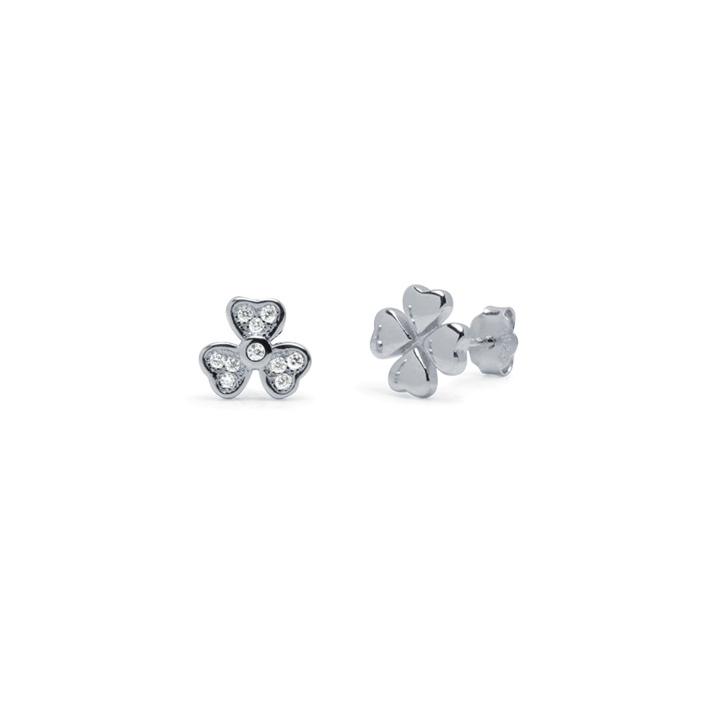 Pendientes Trébol Suerte plata