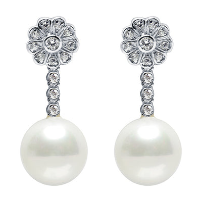 Pendientes de Oro 18K con Perla y Brillantes