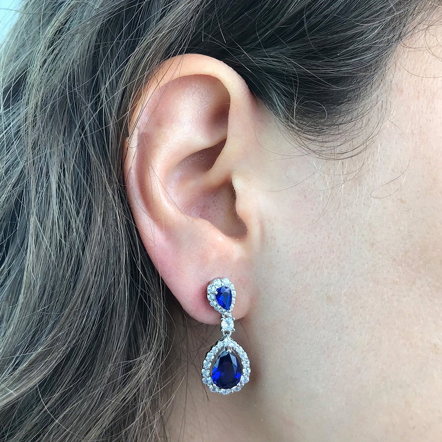 Pendientes Fiesta Circonita Zafiro Plata