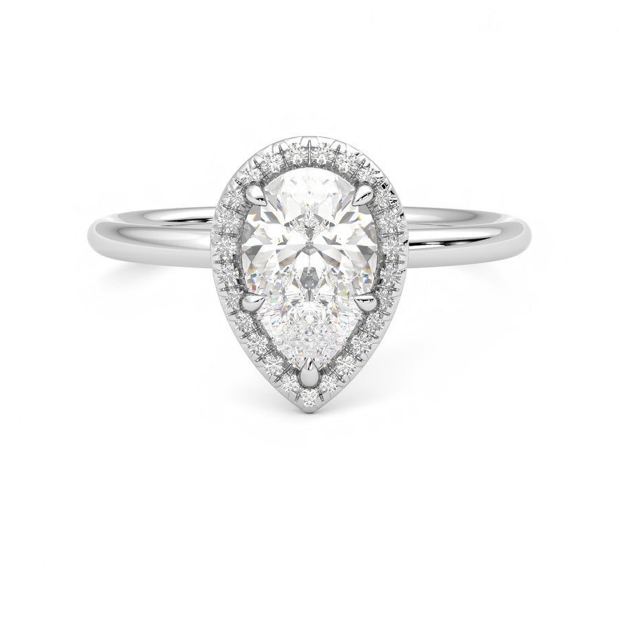 Anillo Scintille Halo Diamante y Oro Blanco 18k